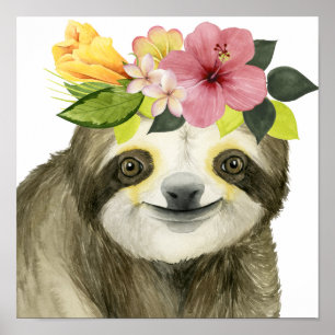 Tropical Halo   Sweet Sloth Poster