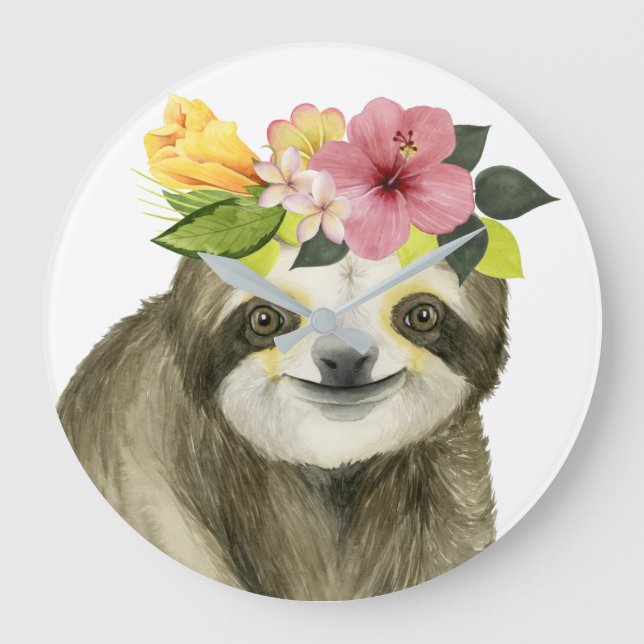 Tropical Halo | Sweet Sloth Stor Klocka (Framsida)