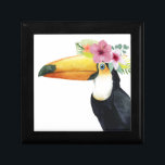 Tropical Halo - Toucan Minnesask<br><div class="desc">Tropical Halo III" av Grace Popp. En Toucan-fågel med blommor.</div>