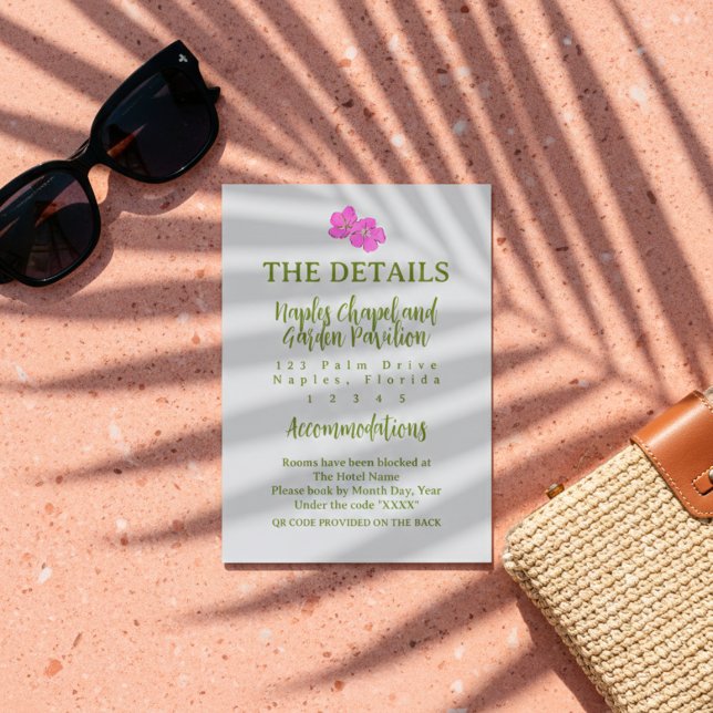 Tropical Hand Drawn Pink and Green  Tilläggskort (Tropical Hand Drawn Pink and Green Enclosure Card)