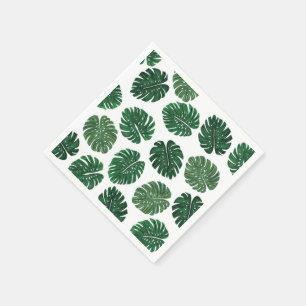 Tropical Hand Painting Swiss Cheese Plant Löv Pappersservett