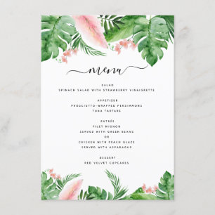 Tropical Handflatan Blommigt Watercolor Luau Bröll Meny