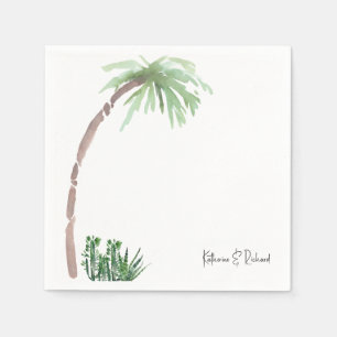 Tropical Handflatan Cactus Bröllop Script Namn Coc Pappersservett
