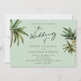 Tropical Handflatan Calligraphy Destination Weddin Inbjudningar