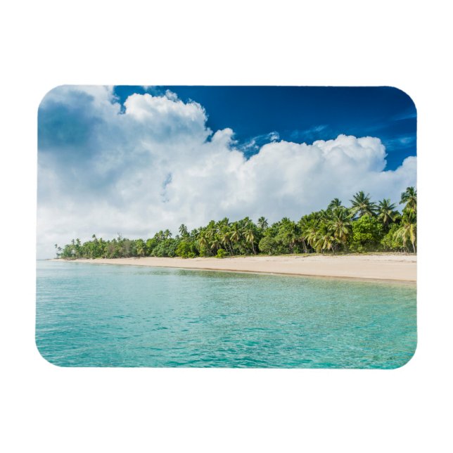 Tropical Handflatan Fringed Beach Magnet (Horisontell)