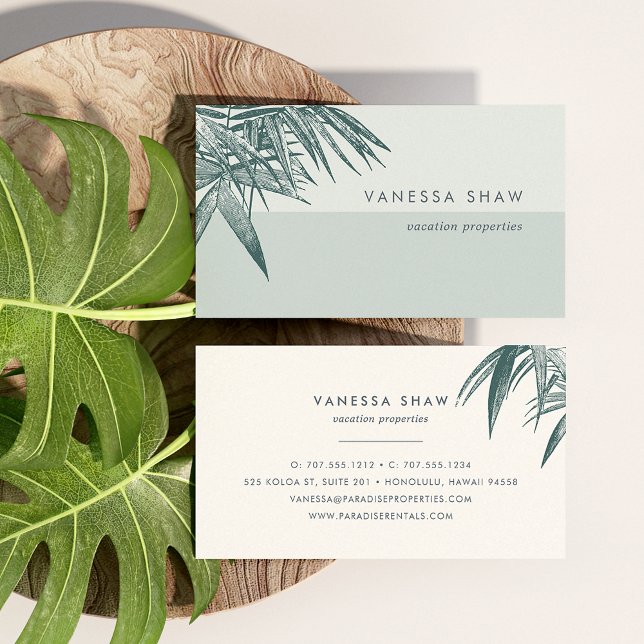 Tropical Handflatan Frond Colorblock Visitkort (Skapare uppladdad)