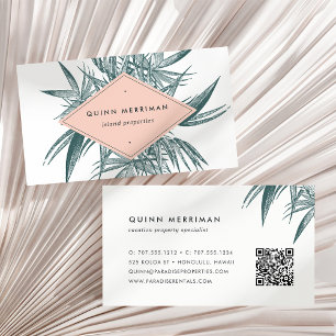 Tropical Handflatan Frond QR-kod Visitkort