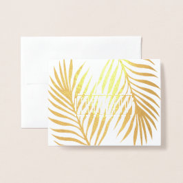 Tropical Handflatan Fronds Bröllop Photo Tack Folierat Kort