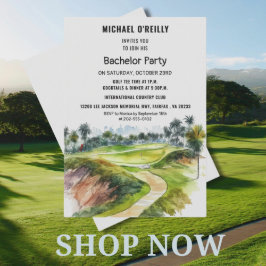 Tropical Handflatan Golf Bachelor Party Inbjudningar