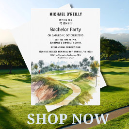 Tropical Handflatan Golf Bachelor Party Inbjudningar