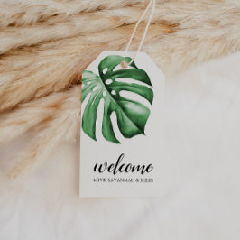 Tropical Handflatan Greenery Welcome Märkres Presentetikett