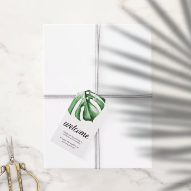 Tropical Handflatan Greenery Welcome/Tacks Presentetikett (Skapare uppladdad)