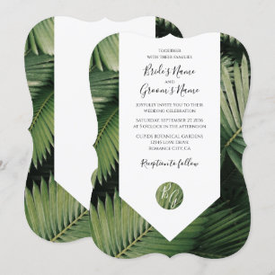 Tropical Handflatan Lämnar Greenery bröllopsinbjud Inbjudningar