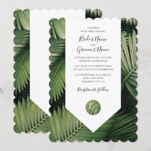 Tropical Handflatan Lämnar Greenery bröllopsinbjud Inbjudningar
