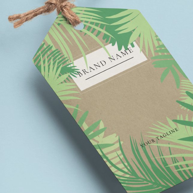 Tropical Handflatan Logotyp QR-kod, Märkre W/Strin Presentetikett (Skapare uppladdad)