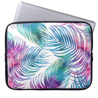 Tropical handflatan löv, blommönster med vattenfär laptop fodral