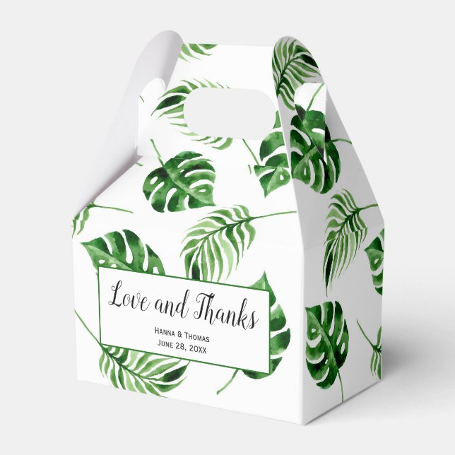 Tropical Handflatan Löv Destination Wedding Tack Presentaskar (Framsidan Sidan)