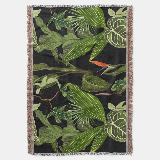 Tropical handflatan löv, fabrik, blommigt, sömlös. filt (Framsidan Vertikal)