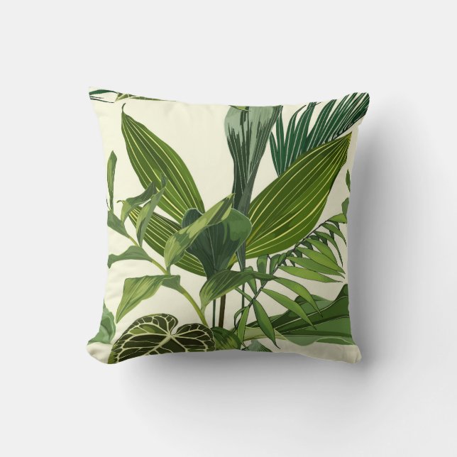 Tropical handflatan löv, fabrik, blommigt, sömlös. kudde (Framsida)