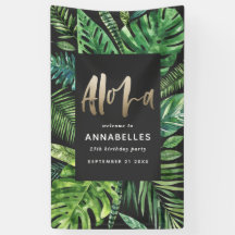 Tropical handflatan löv guld-skript Black aloha fö