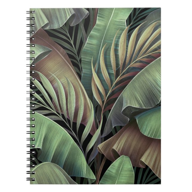 Tropical handflatan löv, handritad 3D-illustration Anteckningsbok (Framsidan)