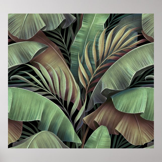 Tropical handflatan löv, handritad 3D-illustration Poster (Framsidan)