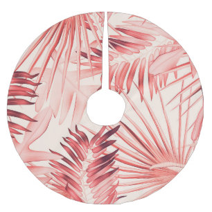 Tropical Handflatan Löv, Hawaii Snyggt Mönster. Julgransmatta Borstad Polyester