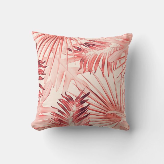 Tropical Handflatan Löv, Hawaii Snyggt Mönster. Kudde (Framsida)
