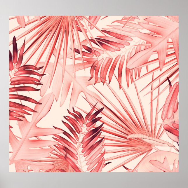 Tropical Handflatan Löv, Hawaii Snyggt Mönster. Poster (Framsidan)