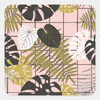 Tropical handflatan löv, snyggt sommar. fyrkantigt klistermärke