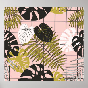Tropical handflatan löv, snyggt sommar. poster