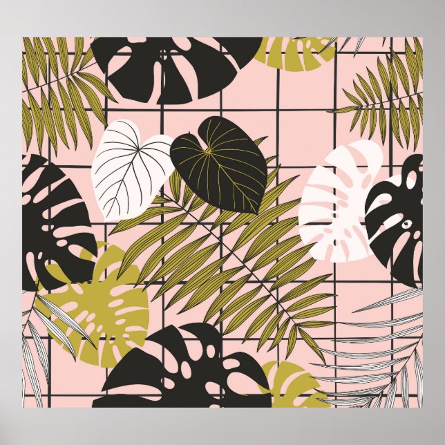 Tropical handflatan löv, snyggt sommar. poster (Framsidan)