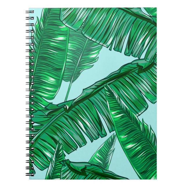 Tropical handflatan löv  sömlös blommigt vintage anteckningsbok (Framsidan)