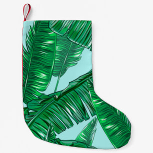 Tropical handflatan löv sömlös blommigt vintage liten julstrumpa