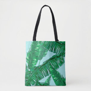 Tropical handflatan löv sömlös blommigt vintage tygkasse