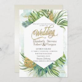 Tropical Handflatan Löv sommar Bröllop Inbjudningar