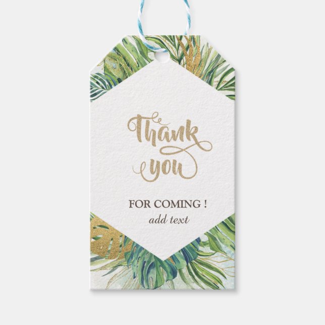 Tropical Handflatan Löv, sommaren Bröllop Tack Presentetikett (Framsidan)
