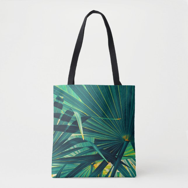 Tropical handflatan löv struktur, stripe  tygkasse (Framsida)