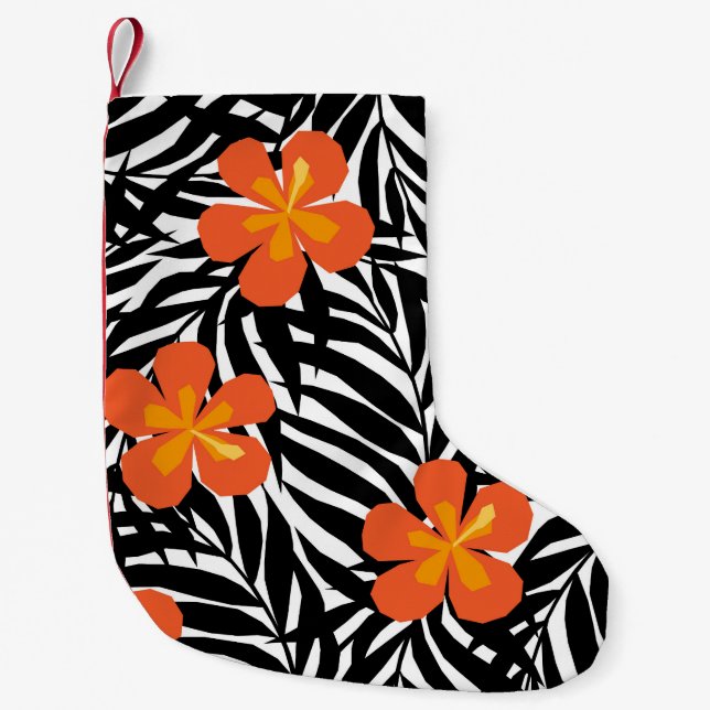 Tropical handflatan löv, vintage Appque stil. Liten Julstrumpa (Framsidan)