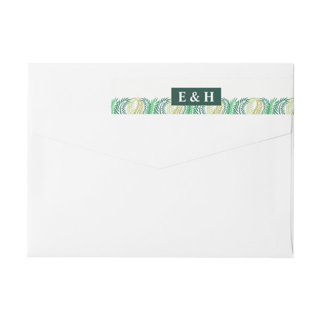 Tropical Handflatan Lövs, Beach Wedding Etikettband (Baksidan)