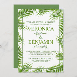 Tropical Handflatan Lövs Beach Wedding Inbjudningar