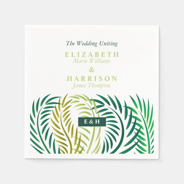 Tropical Handflatan Lövs, Beach Wedding Pappersservett (Framsidan)