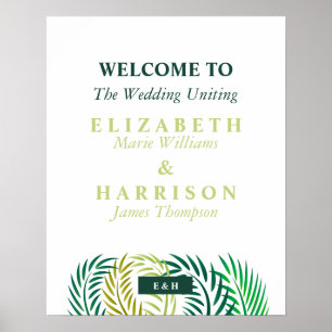 Tropical Handflatan Lövs, Beach Wedding Välkommen Poster
