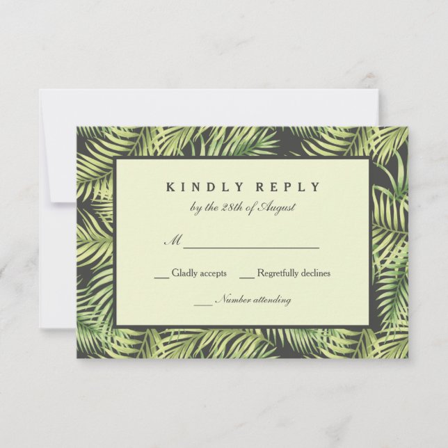 Tropical Handflatan Lövs Bröllop OSA Card Kort (Framsida)