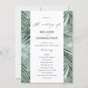 Tropical Handflatan Lövs Bröllopsprogram - Mint Gr Inbjudningar