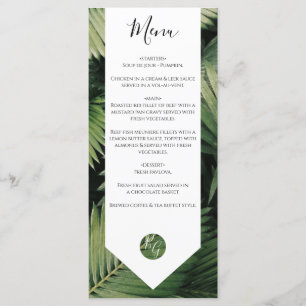 Tropical Handflatan Lövs Greenery Bröllop Meny