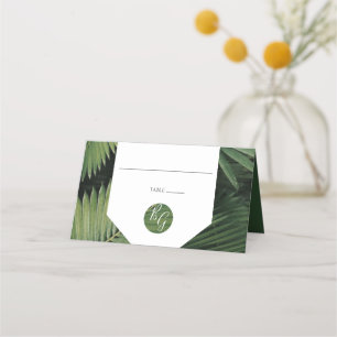 Tropical Handflatan Lövs Greenery Bröllop Place Ca Placeringskort