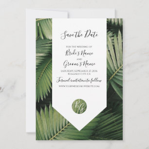 Tropical Handflatan Lövs Greenery Bröllop Spara Datumet