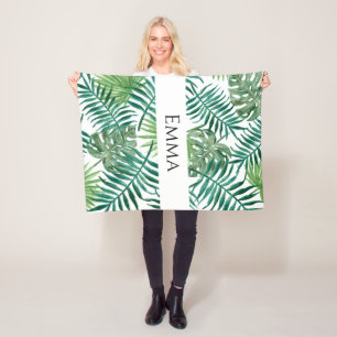 Tropical Handflatan Lövs Greenery Namn Fleecefilt