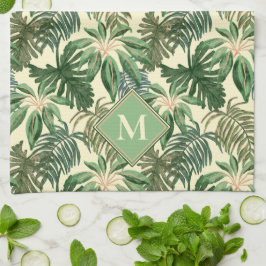 Tropical Handflatan Lövs Monogram Kökshandduk
